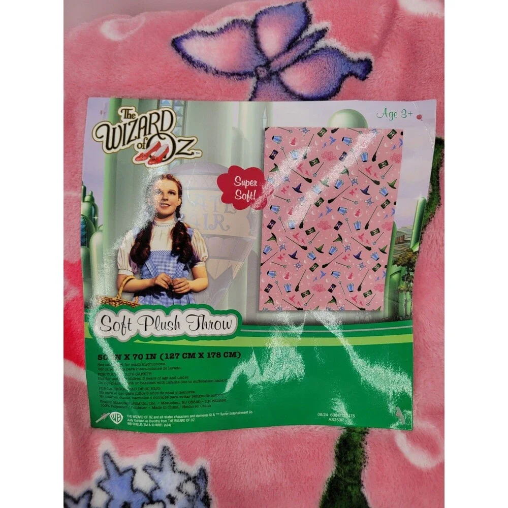 Wizard Of Oz Plush Throw Blanket Soft Pink Dorothy Wicked 50X70 NWT